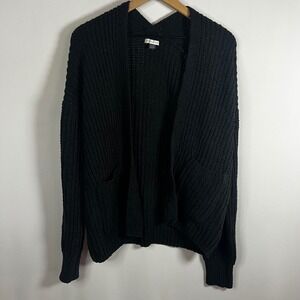 NWOT American Eagle Sweater Women XS Black Open Front Oversized Knit Cardigan